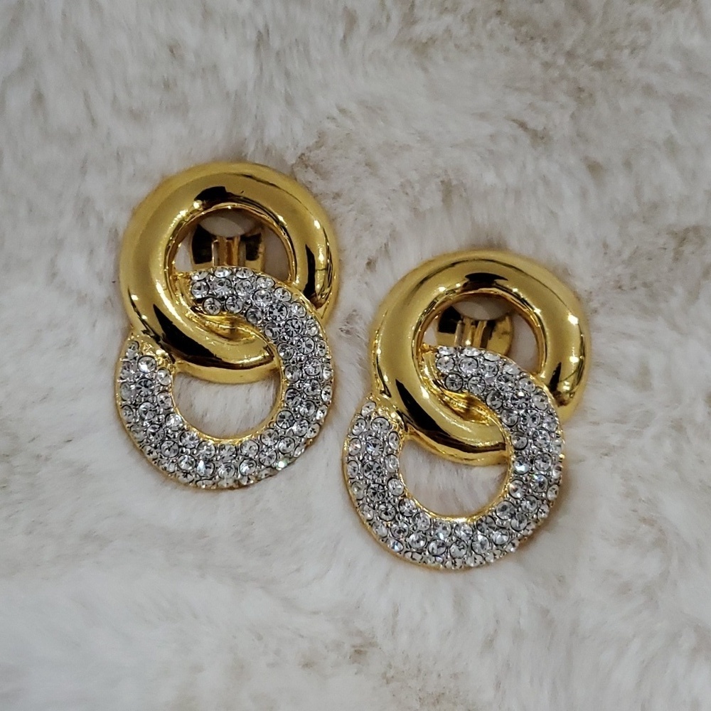 JOAN RIVERS CLASSIC CLIP ON EARRINGS SIGNED INTERLOCKING DOOR KNOCKER